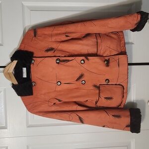 Robert Kitchen Womens Orange Double Breasted Short Waist Jacket/Coat Size SM